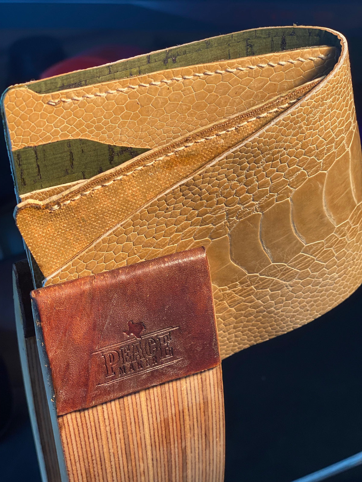 Handmade ostrich leg wallet. Ostrich leg leather men's wallet. Bifold  ostrich leg leather